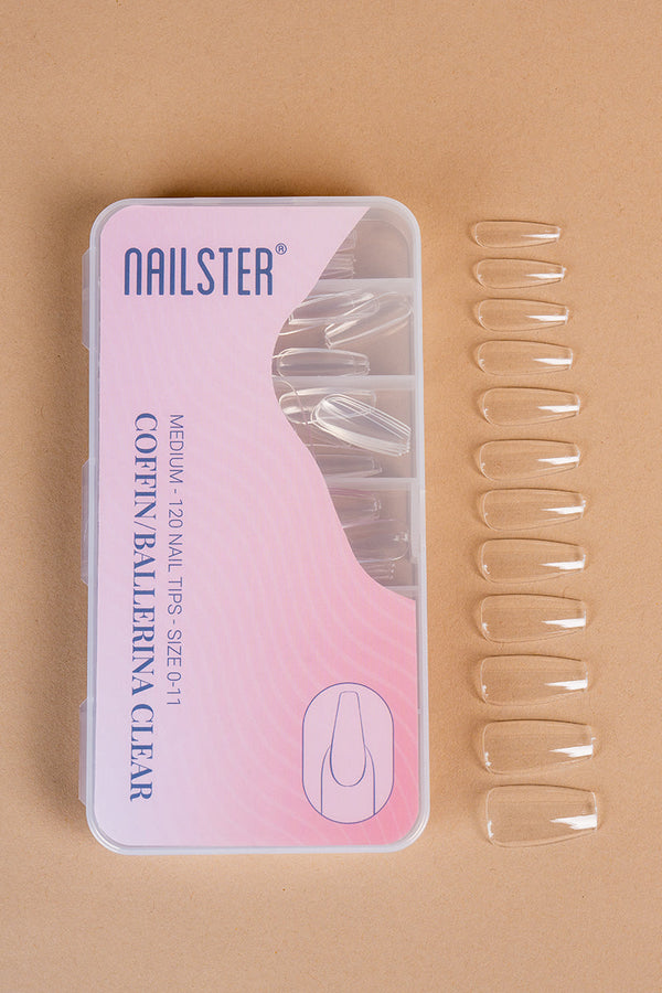 5 x Coffin/Ballerina Medium Clear Tips