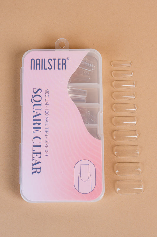 Square Medium Clear Tips