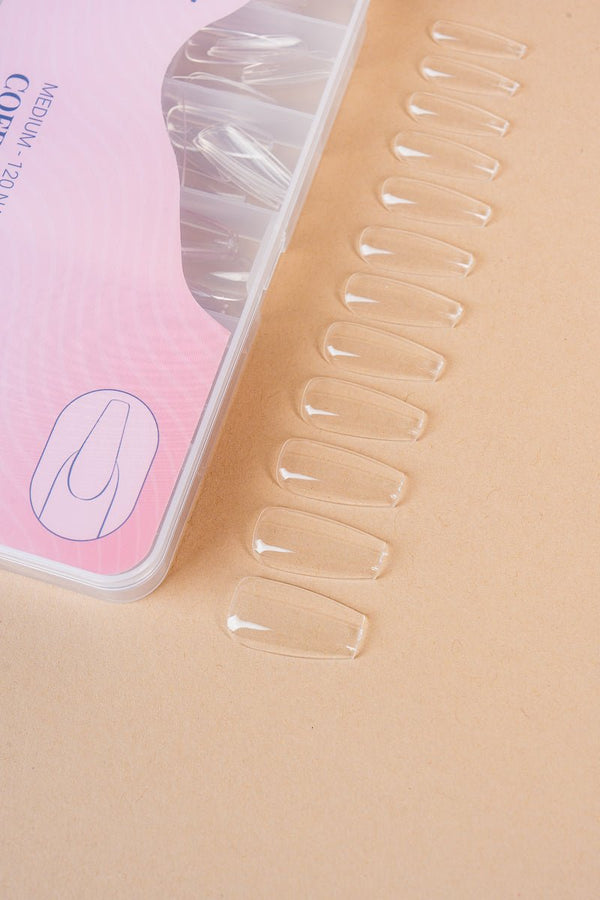 5 x Coffin/Ballerina Medium Clear Tips